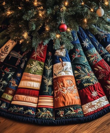 Blue Snowflake & Books Custom Christmas Tree Skirt — Winter Literary Holiday Skirting With Snowflake Prints, Personalization & Handmade Quality