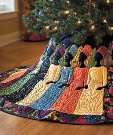 Orange & Purple Gowns Dance Tree Skirt — Made-To-Order Bold Color Holiday Skirt, Handcrafted And Customizable