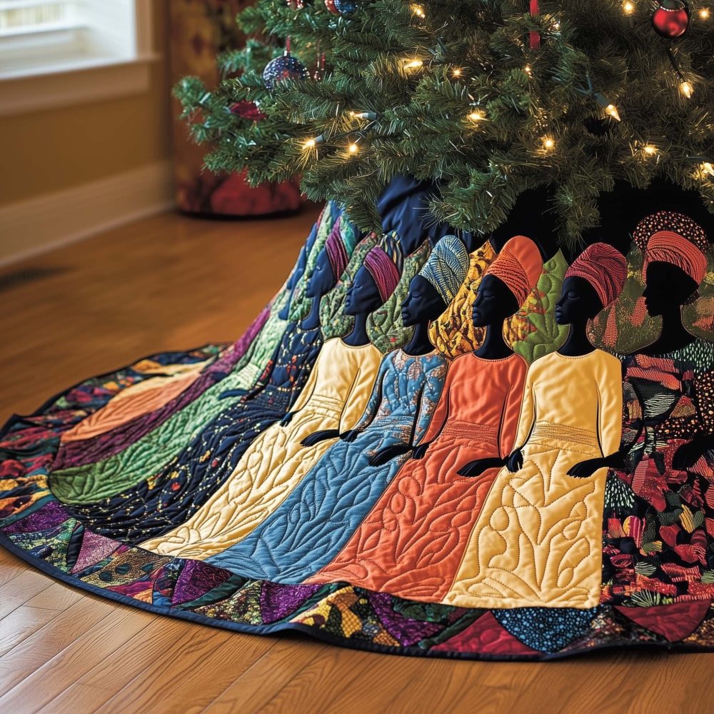 Orange & Purple Gowns Dance Tree Skirt — Made-To-Order Bold Color Holiday Skirt, Handcrafted And Customizable