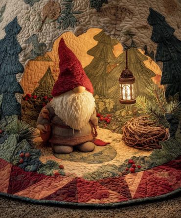 Rope & Lantern Gnome Tree Skirt — Custom-Made Rustic Holiday Tree Collar With Lantern Accent, Handcrafted To Order