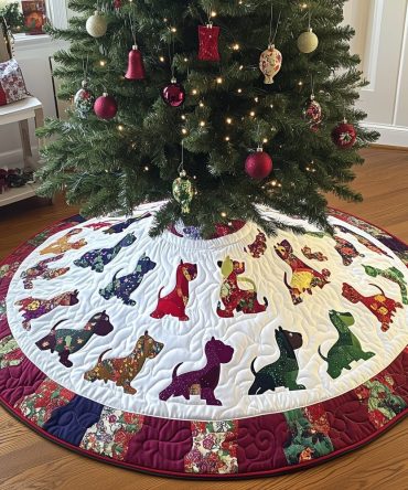 Custom Festive Dog Tree Skirt • Personalized Holiday Tree Base Cover For Pet Lovers — Handmade Christmas Decor
