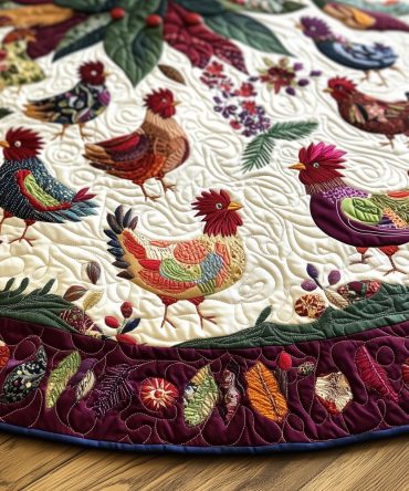 Paisley Plum Hens Rim Tree Skirt — Luxurious Quilted Skirt With Paisley Accents, Handmade Custom Options For Elegant Holidays