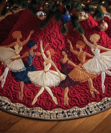 Elegant Ballet Stage Christmas Tree Skirt — Personalized Dance Recital Holiday Decor, Quilted Tutu & Ballerina Motif, Gift For Dancers