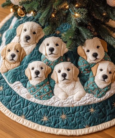 Wrapped In Warmth Holiday Tree Skirt — Handcrafted Cozy Design With Scarves & Mittens Motif, Customizable Colors And Personalization