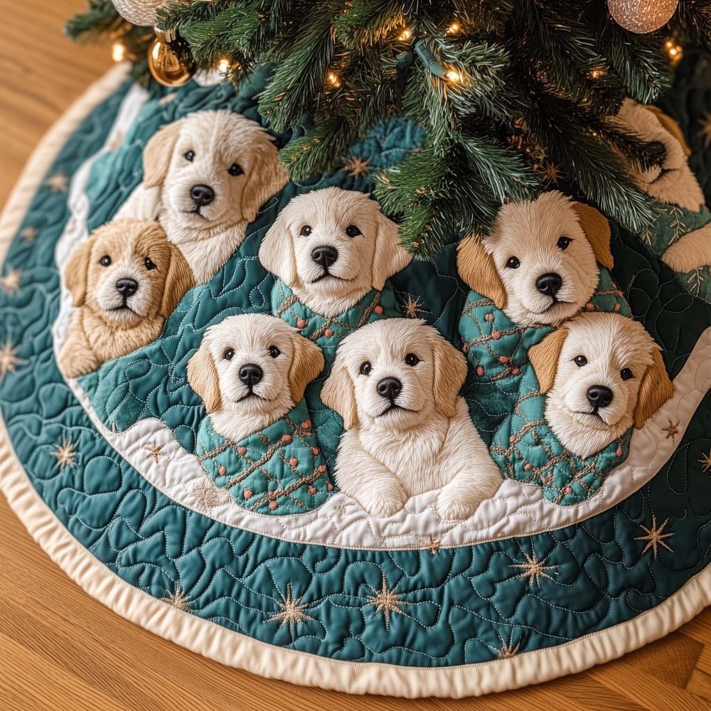 Wrapped In Warmth Holiday Tree Skirt — Handcrafted Cozy Design With Scarves & Mittens Motif, Customizable Colors And Personalization
