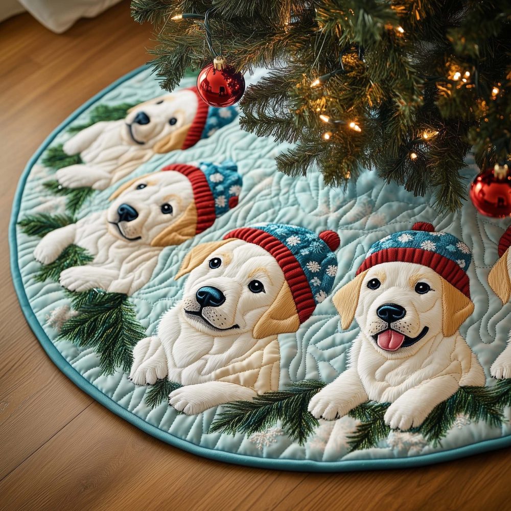 Cozy Labrador Holiday Tree Skirt — Custom-Made Handcrafted Skirt Featuring Labrador Dog Design, Personalized Options, Premium Felt Materials