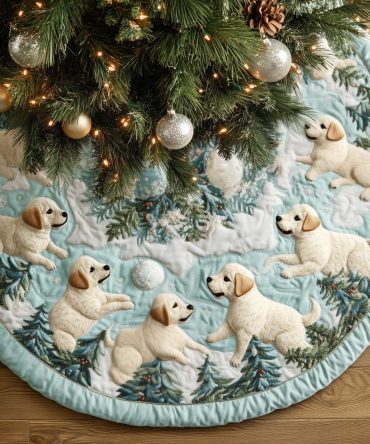 Snowball Fight Christmas Tree Skirt — Handcrafted Festive Skirt With Playful Snowball Scene, Custom Personalization, Premium Felt Construction