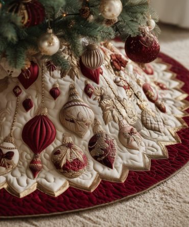 Timeless Elegance Holiday Tree Skirt — Luxurious Handmade Christmas Tree Skirt With Classic Styling, Custom Monogram & Premium Fabric Options