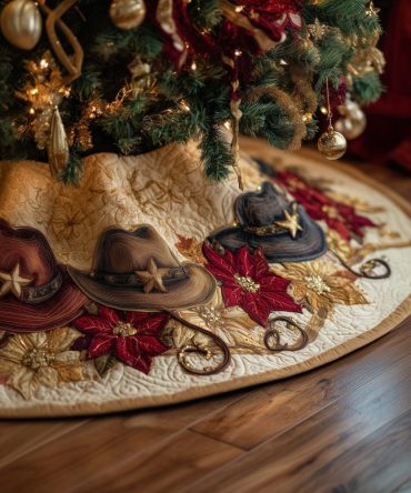 Western Luxe Christmas Tree Skirt — Premium Cowboy Holiday Tree Skirt, Handcrafted & Personalizable, Elegant Farmhouse Decor