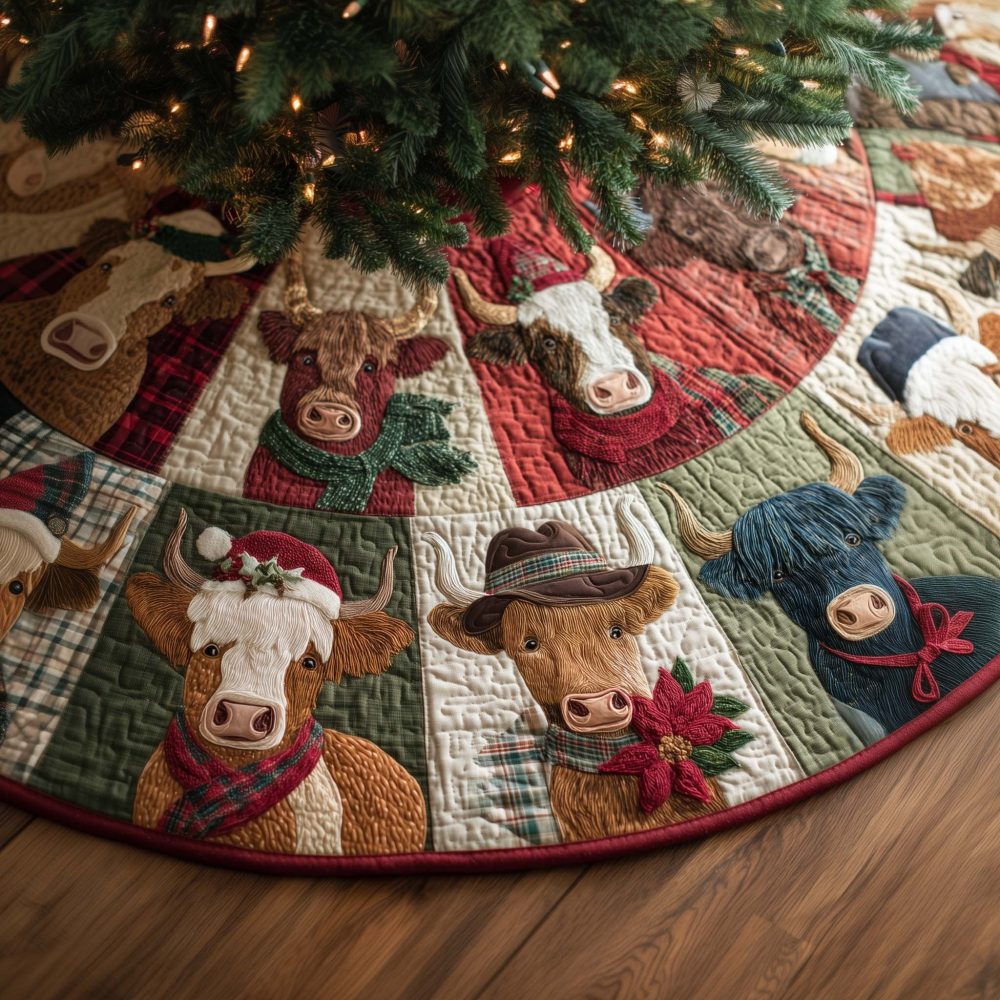 Rustic Western Party Holiday Tree Skirt — Custom Handmade Cowboy & Cowgirl Themed Christmas Tree Skirt For Country-Inspired Celebrations