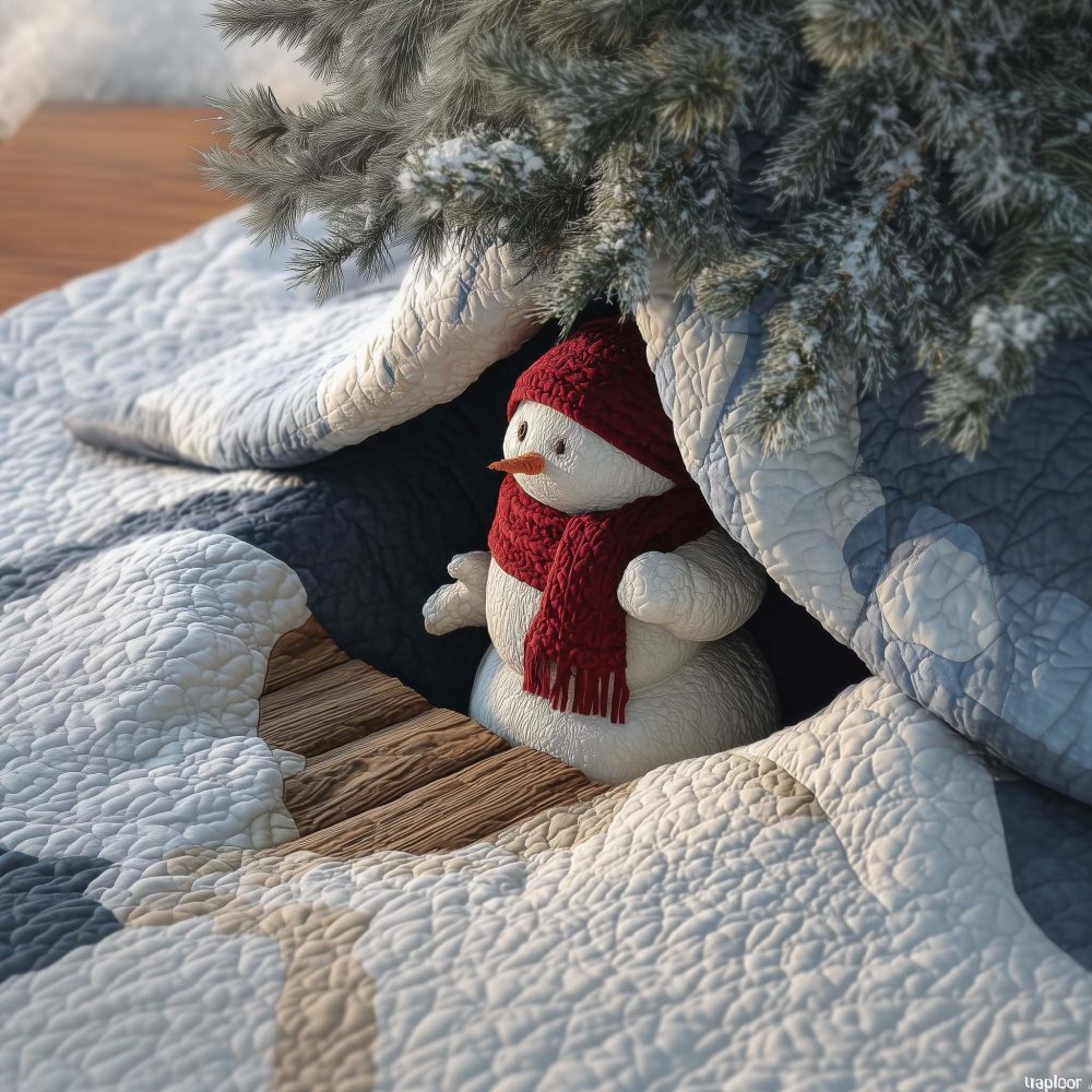 Cozy Snowman Tree Skirt - Handcrafted Christmas Tree Skirt With Warm Snowman Design, Customizable Holiday Style