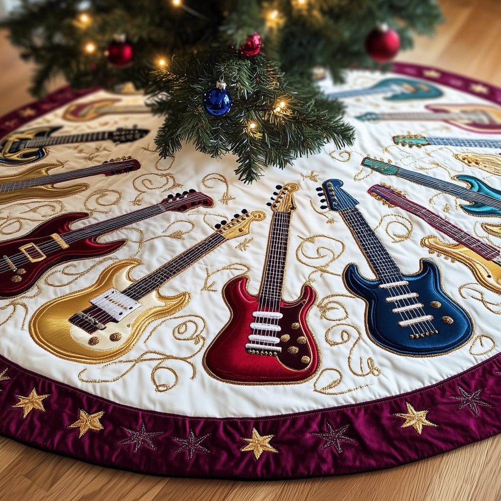 Cream Tree Skirt With Gold Star Accent — Elegant Quilted Holiday Tree Base, Custom Sizes For Luxury Seasonal Decor
