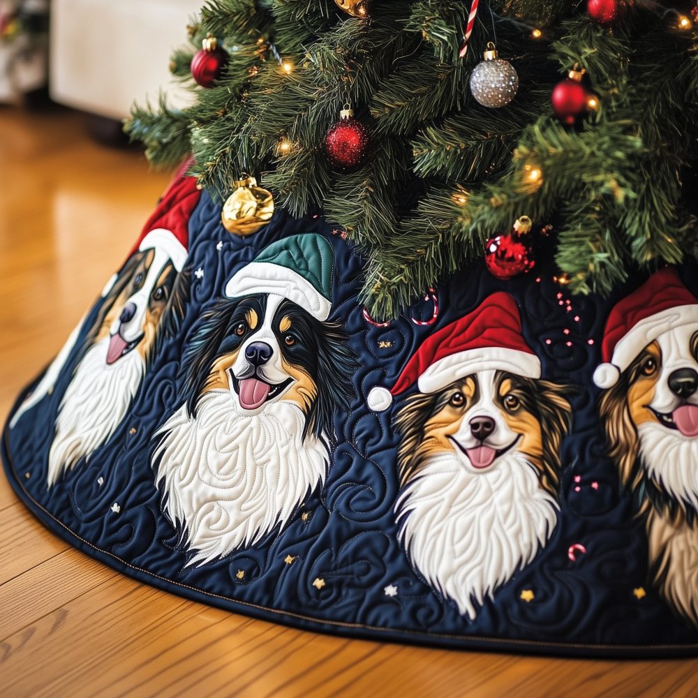 Midnight Navy Aussie Faces Christmas Tree Skirt – Handcrafted Made-To-Order Holiday Skirt With Australian Animal Motif, Limited Edition