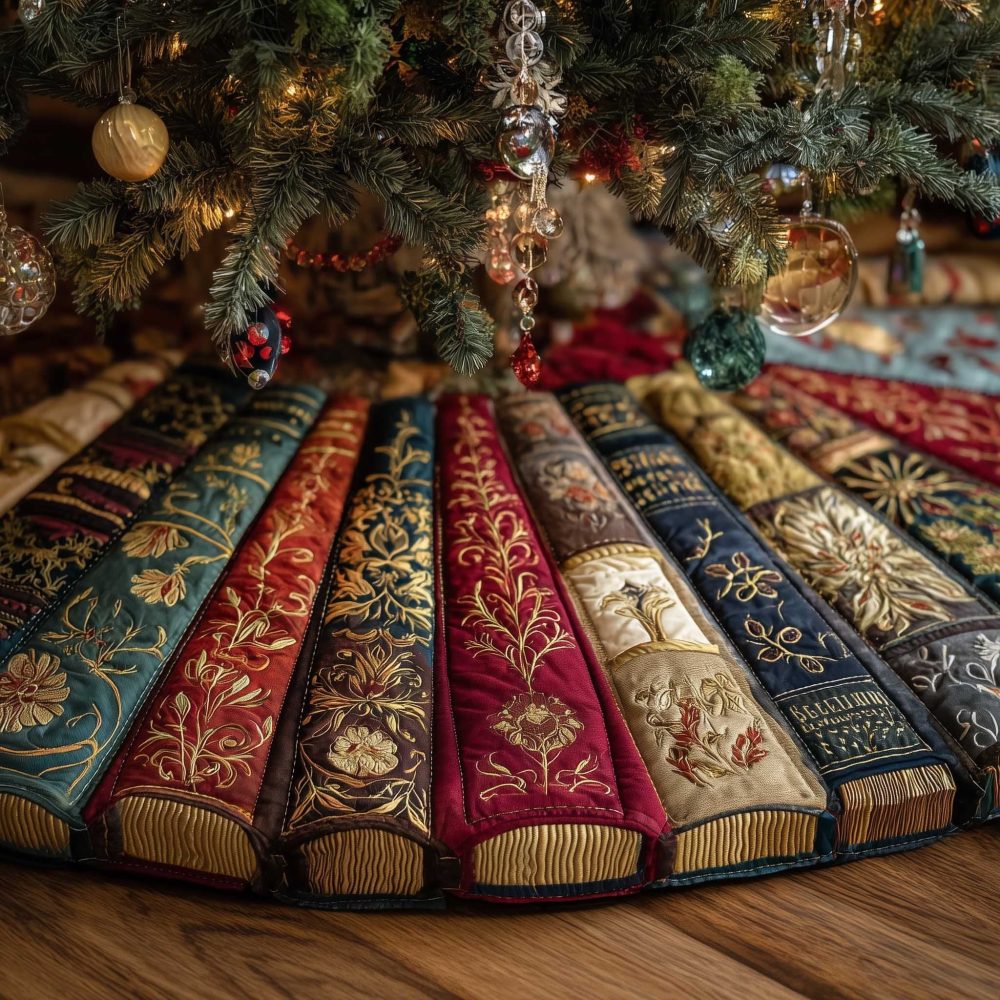 Red & Gold Brocade Stripe Luxury Tree Skirt — Handmade Custom Christmas Mat, Elegant Brocade Holiday Decor For Medium & Large Trees