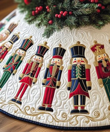Ivory Nutcracker March Christmas Tree Skirt — Classic Nutcracker Parade On Ivory, Handmade Holiday Skirt With Custom Size Options
