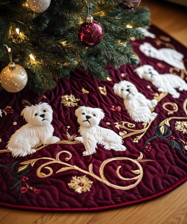 West Highland Terrier Christmas Tree Skirt - Custom Made-To-Order Westie Holiday Tree Base, Personalized Dog Gift