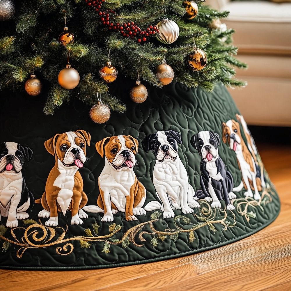 Custom Forest Green Boxer Dog Christmas Tree Skirt — Handcrafted Holiday Decor For Pet Lovers, Soft 48–60 Inch Round Options