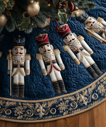 Luxury Nutcracker Tree Skirt - Handcrafted Christmas Tree Skirt With Elegant Nutcracker Design, Customizable Accent