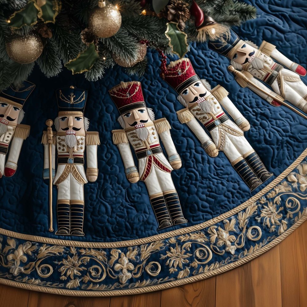 Luxury Nutcracker Tree Skirt - Handcrafted Christmas Tree Skirt With Elegant Nutcracker Design, Customizable Accent