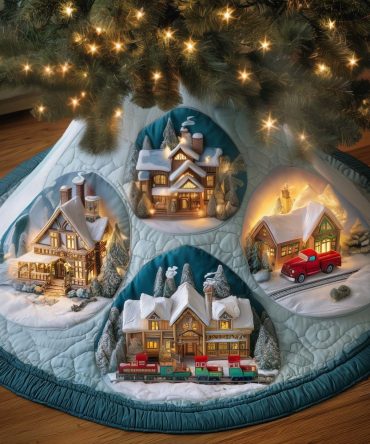Frost Circles Christmas Tree Skirt - Custom Snowflake Winter Holiday Tree Base, Frosted Geometric Home Accent