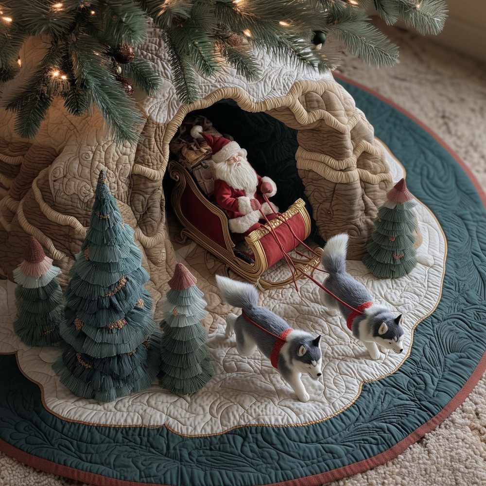 Premium Husky Dog Christmas Tree Skirt - Handcrafted Made-To-Order Holiday Tree Base, Custom Pet Lover Decor