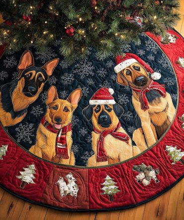 Custom Gentle German Shepherd Holiday Tree Skirt — Premium Personalized Gsd Christmas Skirt, Soft Durable Fabric, Gift-Ready