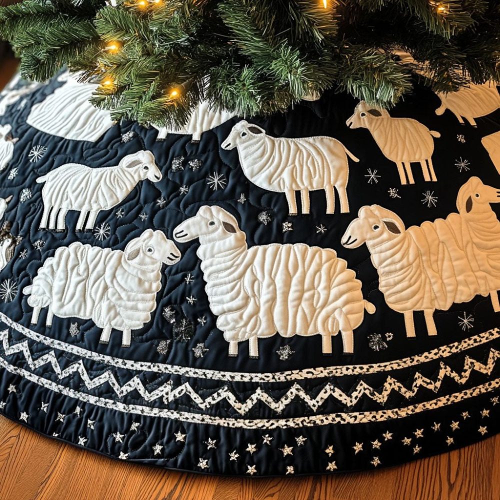 Gentle Grazers Holiday Tree Skirt — Handcrafted Nature-Inspired Christmas Skirt, Custom Sizes, Durable Easy-Care Fabric
