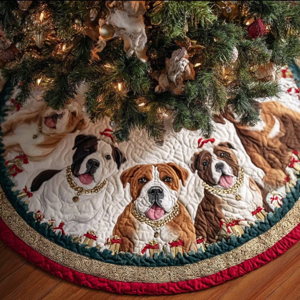 Custom Gentle Pitbull Holiday Tree Skirt — Premium Personalized Dog Lover Christmas Skirt, Soft Washable Fabric, Ready To Gift