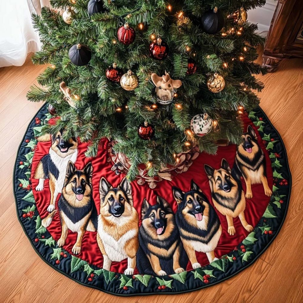 Cozy German Shepherd Dreams Tree Skirt — Soft Holiday Mat With Custom Name, Perfect Gift For Dog Owners