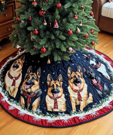 Handcrafted German Shepherd Holiday Tree Skirt — Premium Personalized Christmas Decor, Custom Sizes & Fast Shipping