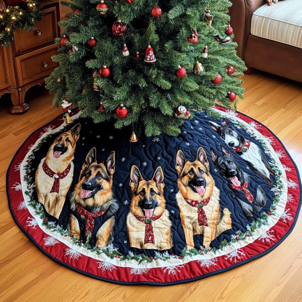Handcrafted German Shepherd Holiday Tree Skirt — Premium Personalized Christmas Decor, Custom Sizes & Fast Shipping