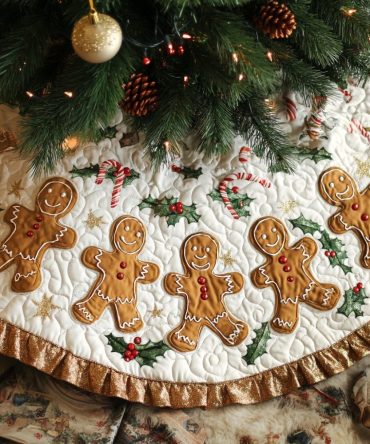 Handmade Gingerbread Cookie Christmas Tree Skirt - Premium Festive Decor With Custom Sizing, Soft Felt Backing & Gift-Ready Finish