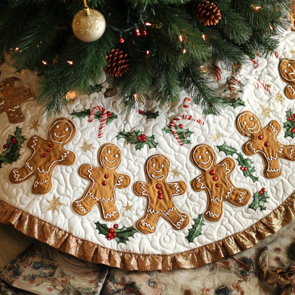Handmade Gingerbread Cookie Christmas Tree Skirt - Premium Festive Decor With Custom Sizing, Soft Felt Backing & Gift-Ready Finish