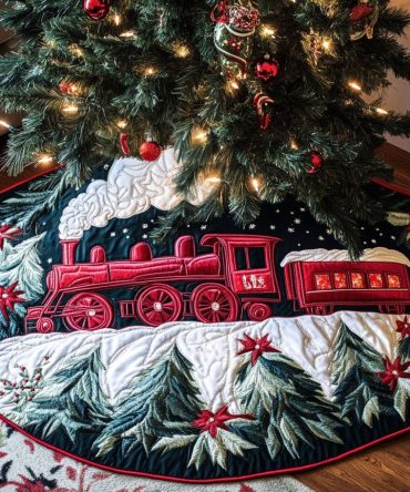 Glimmering Essence Christmas Tree Skirt — Elegant Handmade Holiday Collar, Subtle Sparkle, Premium Fabrics & Custom Size Options