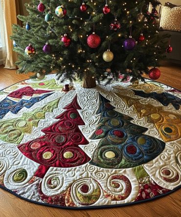 Glittering Tree Forest Holiday Skirt — Sparkling Handmade Christmas Tree Collar, Luxe Materials, Custom Sizes & Gift-Ready Packaging