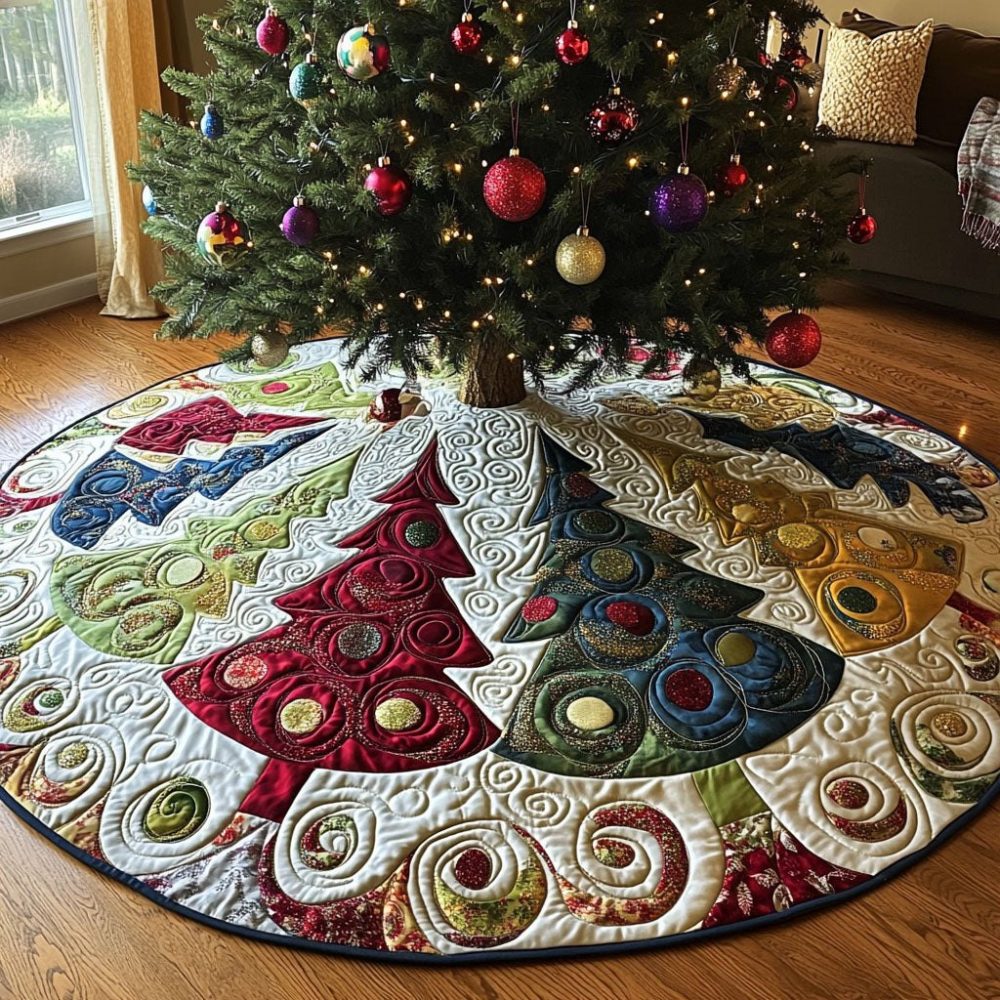 Glittering Tree Forest Holiday Skirt — Sparkling Handmade Christmas Tree Collar, Luxe Materials, Custom Sizes & Gift-Ready Packaging