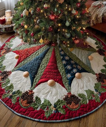 Gnome Christmas Joy Tree Skirt — Joyful Handmade Holiday Collar, Premium Felt, Custom Sizes & Personalization For Merry Decor