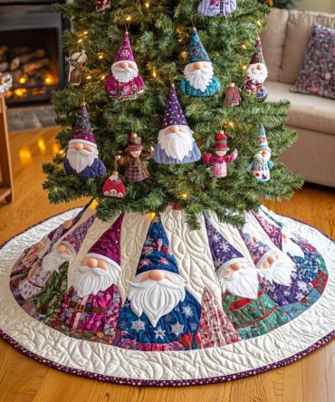 Classic Gnome Holiday Tree Skirt — Timeless Gnome Motif, Reversible Design, Durable Fabric & Personalization Available For Custom Christmas Styling
