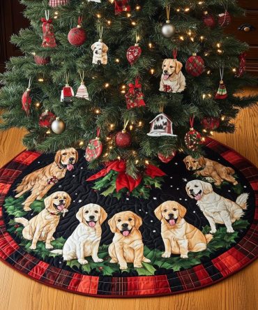 Golden Festive Fun Tree Skirt — Vibrant Gold Holiday Base, Made-To-Order Cheerful Christmas Decoration For Family Homes