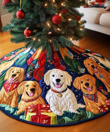 Golden Retriever 'Snow Magic' Personalized Tree Skirt — Winter-Themed Custom Christmas Decor, Durable Fabric, Ideal Dog Lover Gift