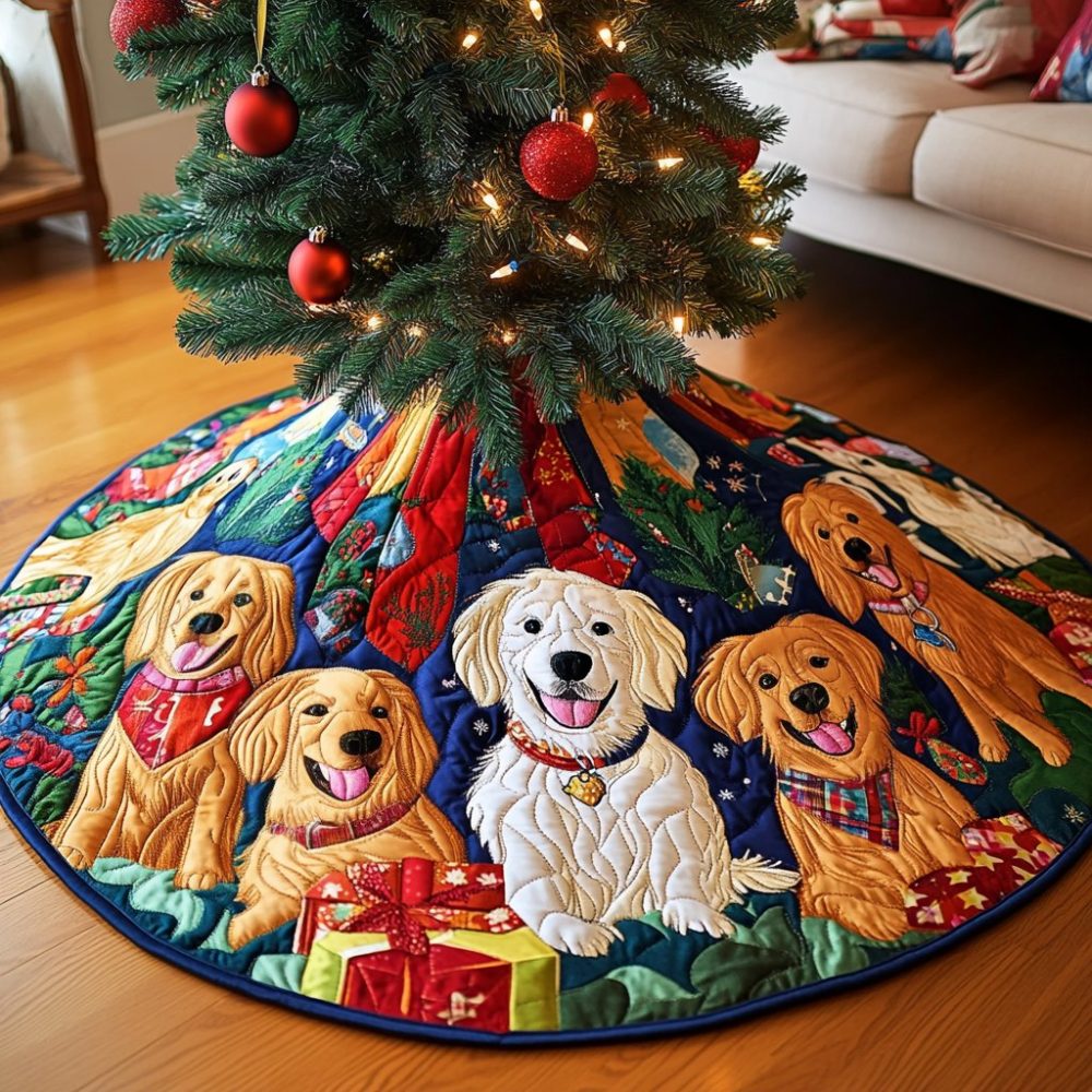 Golden Retriever 'Snow Magic' Personalized Tree Skirt — Winter-Themed Custom Christmas Decor, Durable Fabric, Ideal Dog Lover Gift