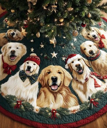 Personalized Golden Retriever 'Magic' Christmas Tree Skirt — Custom Holiday Decor, Plush Fabric, Perfect Gift For Dog Owners