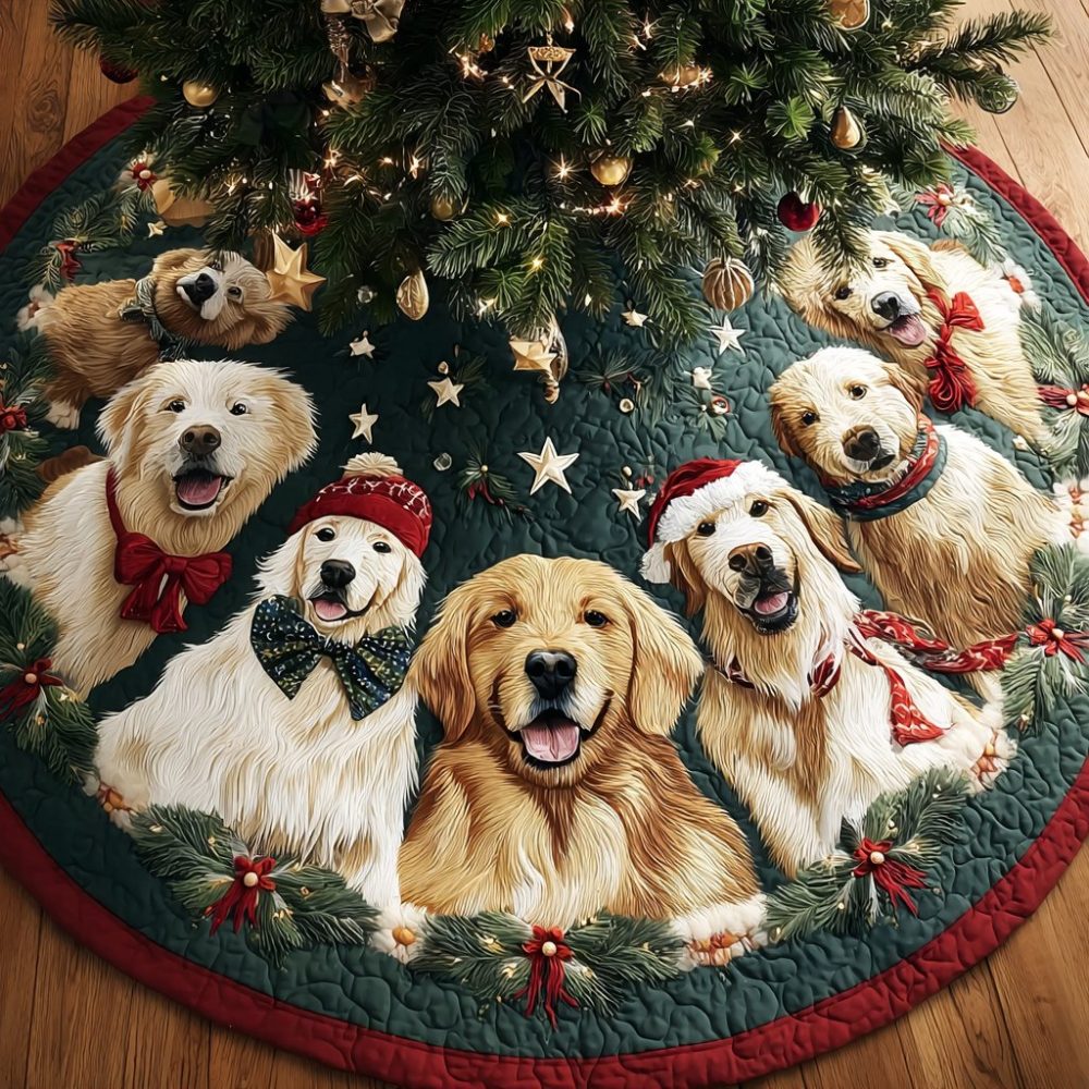 Personalized Golden Retriever 'Magic' Christmas Tree Skirt — Custom Holiday Decor, Plush Fabric, Perfect Gift For Dog Owners
