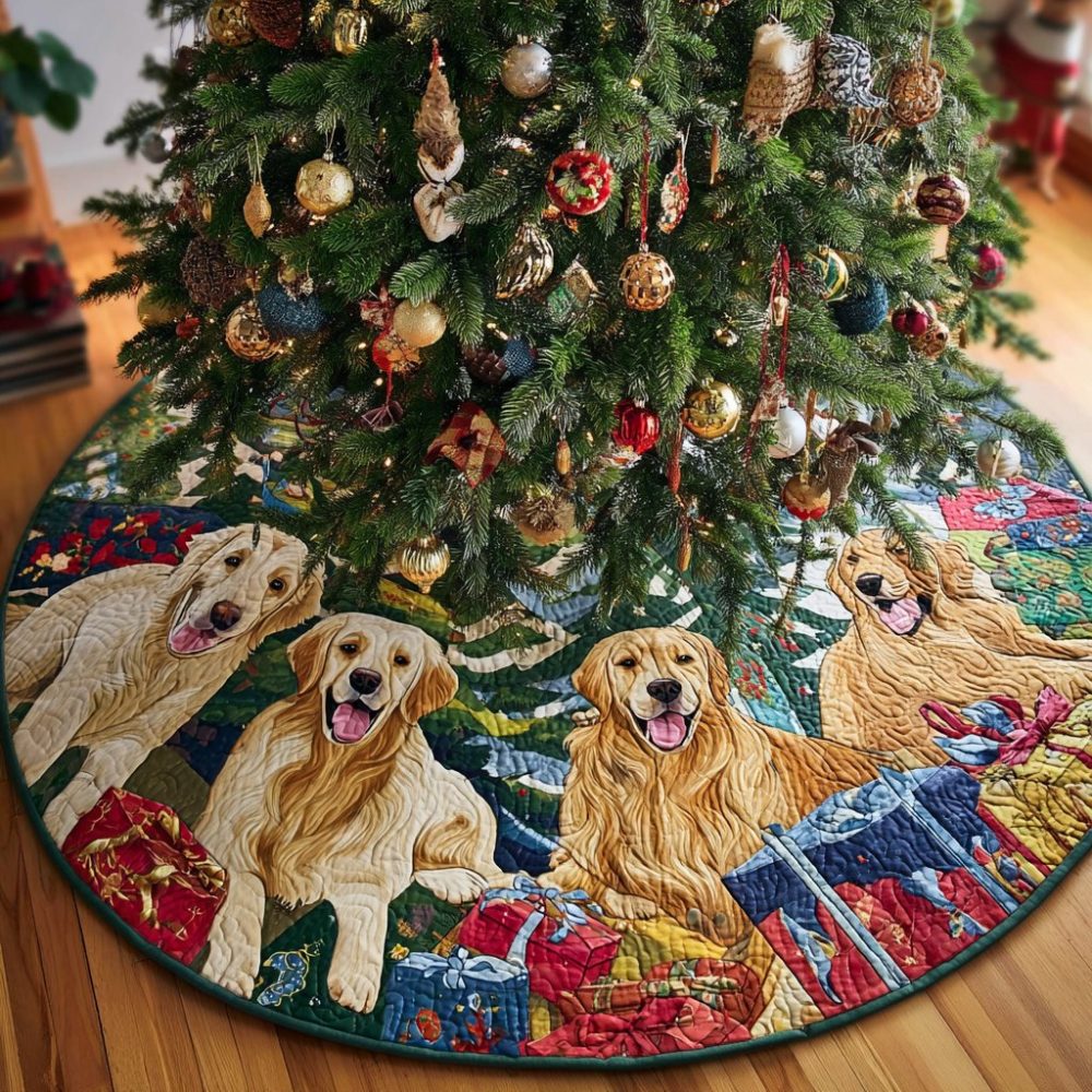 Custom Golden Retriever 'Spirit' Holiday Tree Skirt — Personalized Christmas Decor, Handmade Pet Lover Gift, Cozy Holiday Accent