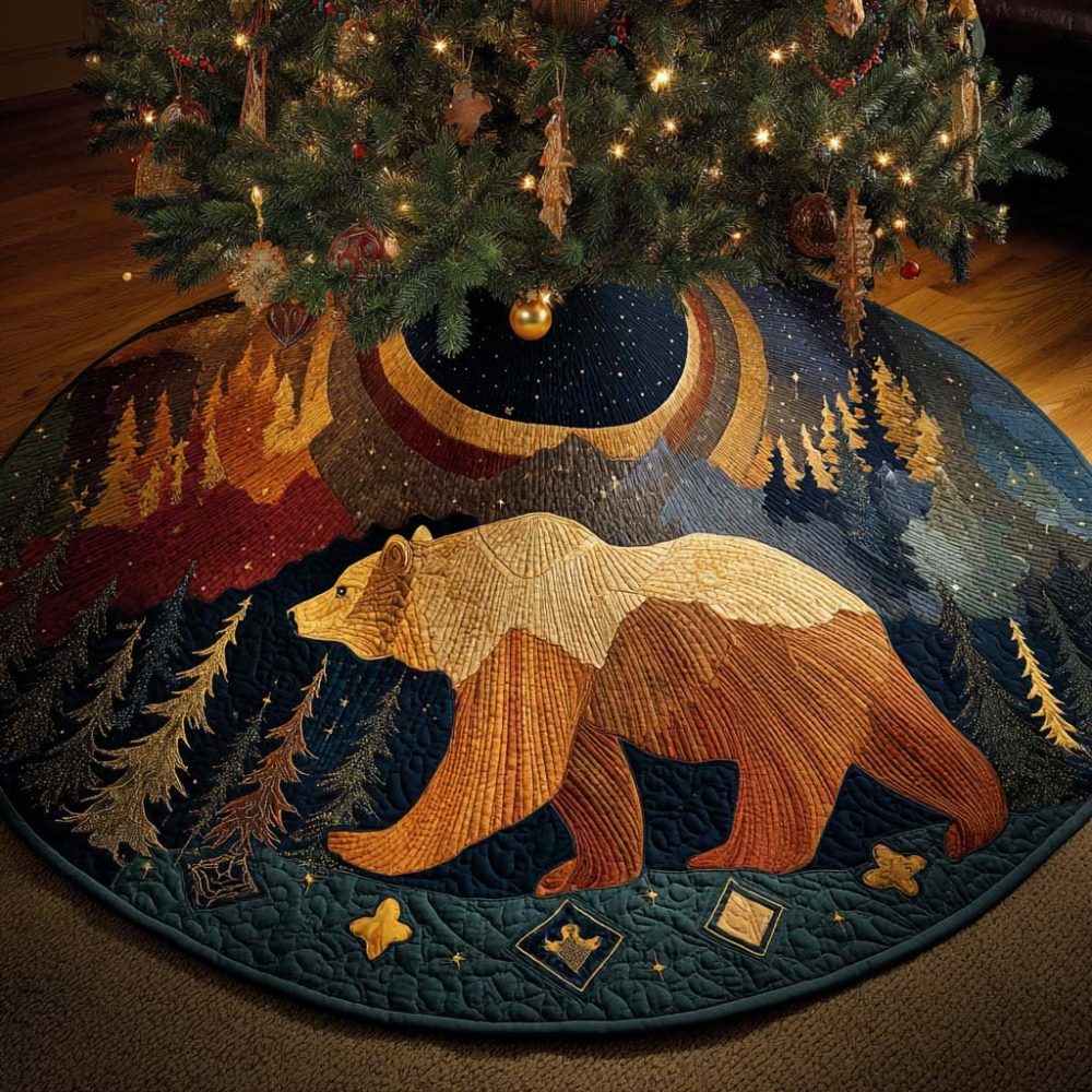 Golden Wanderer Holiday Tree Skirt — Boho Luxe Gold Accent Christmas Skirt, Handcrafted, Custom Sizes, Made-To-Order