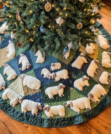 Custom Grazing Grounds Holiday Tree Skirt — Handmade Christmas Tree Skirt In Luxe Fabric, Personalized Fit & Festive Floor Protection