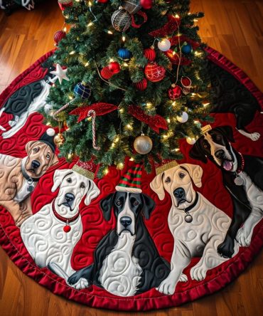 Great Dane Cheer Handcrafted Christmas Tree Skirt — Made-To-Order Festive Skirt For Dog Families, Durable, Customizable & Photo-Ready
