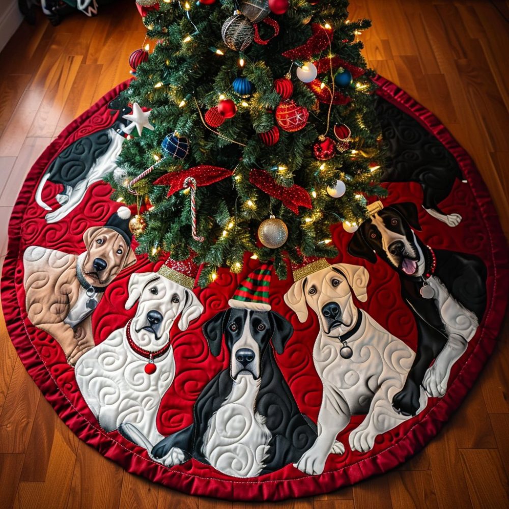 Great Dane Cheer Handcrafted Christmas Tree Skirt — Made-To-Order Festive Skirt For Dog Families, Durable, Customizable & Photo-Ready