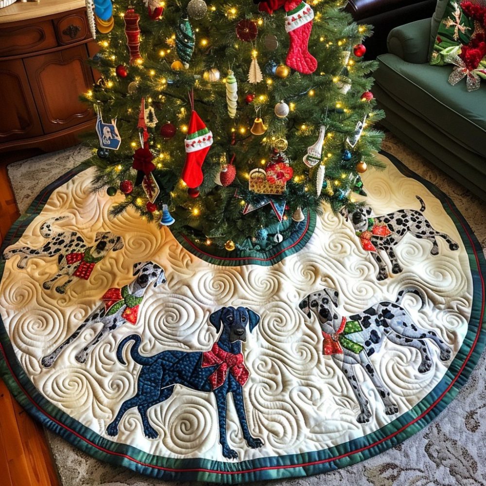 Great Dane Holiday Spirit Made-To-Order Tree Skirt — Handmade Festive Skirt For Large-Breed Lovers, Custom Options & Gift-Ready Packaging