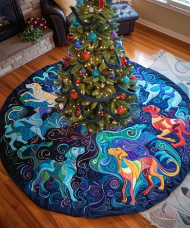 Great Dane Spirit Custom Christmas Tree Skirt — Made-To-Order Handcrafted Holiday Skirt For Big Dog Lovers, Festive & Personalized